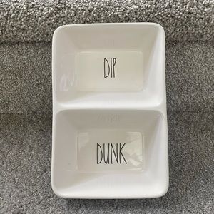 Rae Dunn DIP/DUNK Dual Sauce Dipping Dish